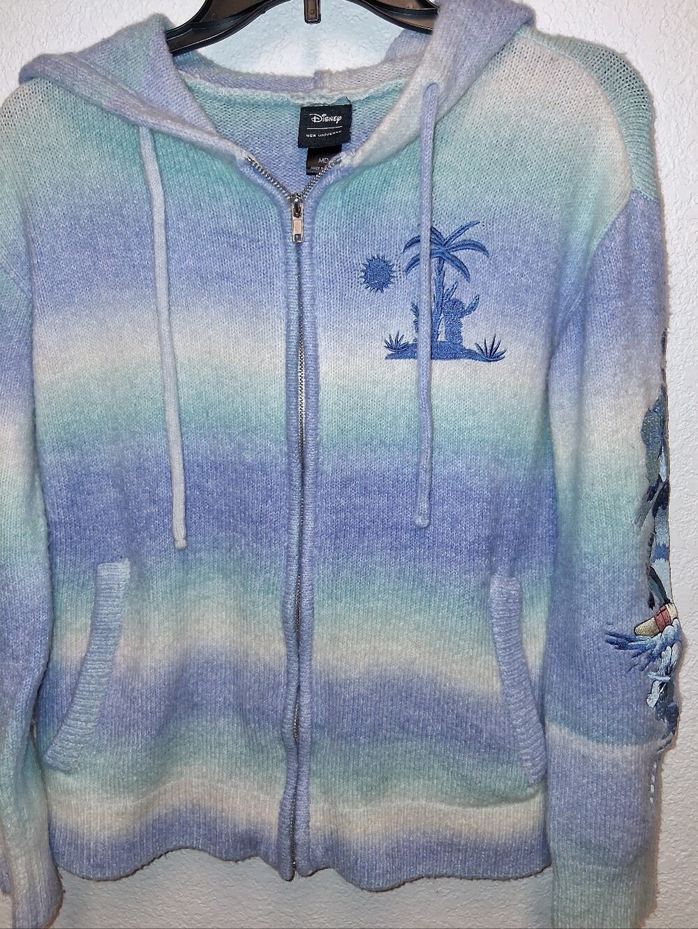 Disney Stitch Pastel Ombre Hooded Zip Cardigan in Blue and Mint